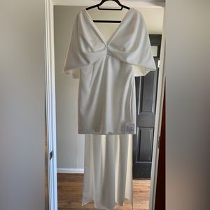 ASOS Edition crepe bow back mini dress in ivory